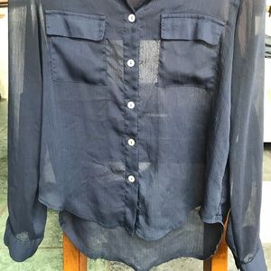 About A Girl Navy Blue Button Down